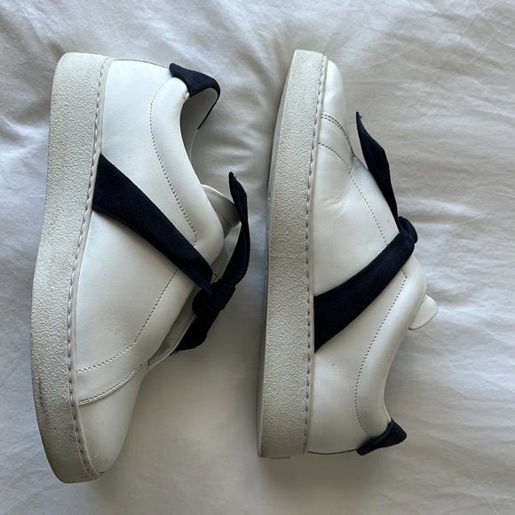 Alexandre Birman white with navy suede bow sneaker - size 40